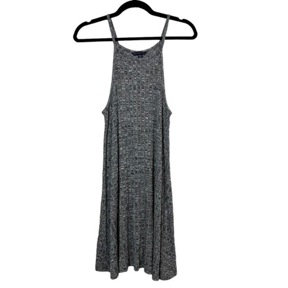American Eagle Gray Ribbed Skater Dress Size M Women